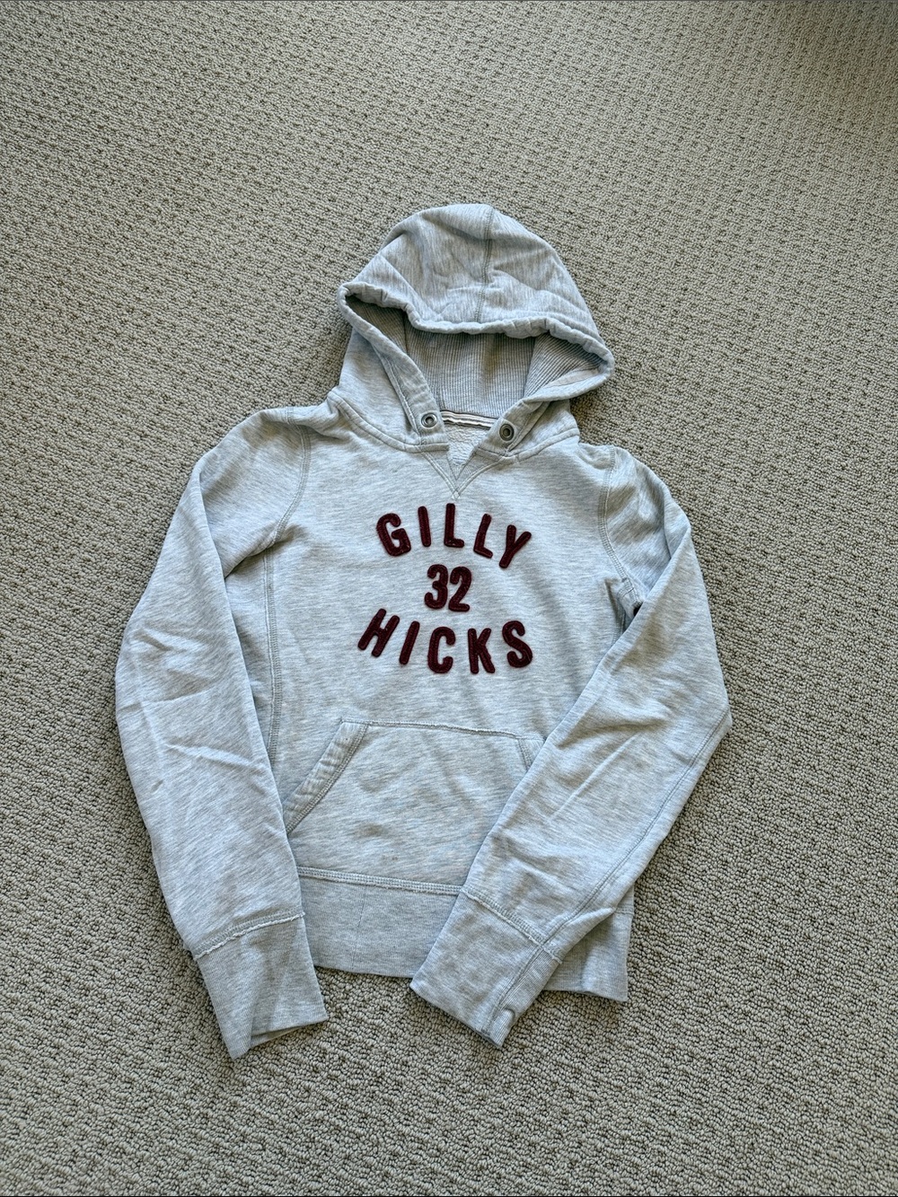 Gilly Hicks Light Gray Hoodie with Maroon Logo